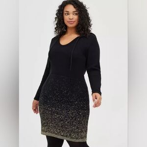 Hoodie Dress - Black & Gold Ombre. Torrid Size 2